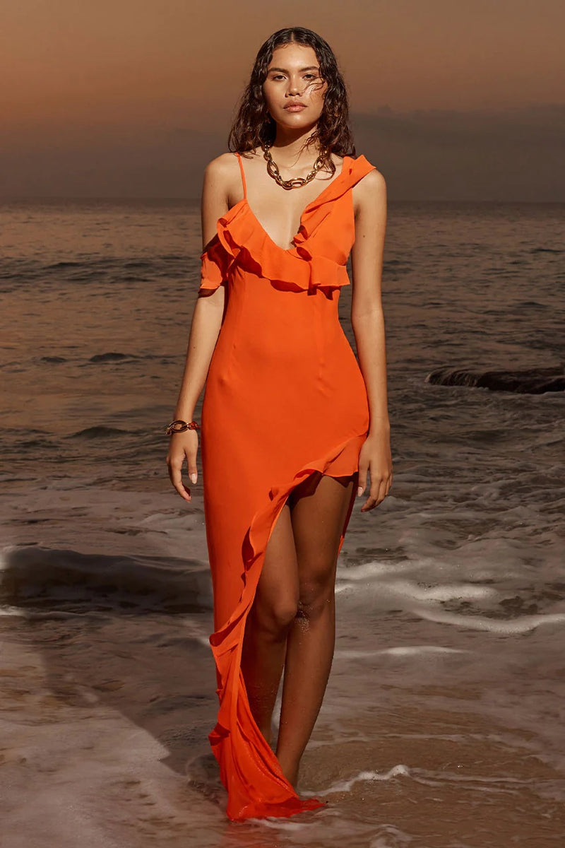 Dalia Maxi Dress | Tangerine