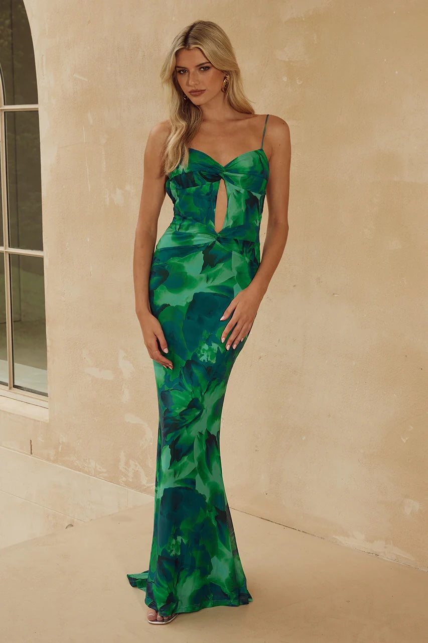 Marlini Maxi Dress | Green Floral