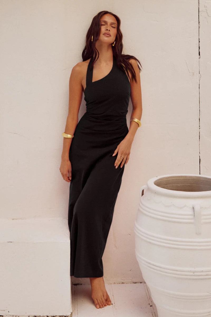 Saphira Long Midi Dress | Black