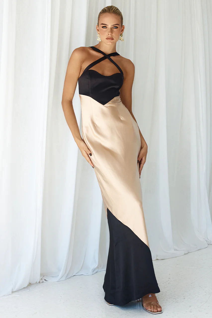 Evita Maxi Dress | Black/Sand